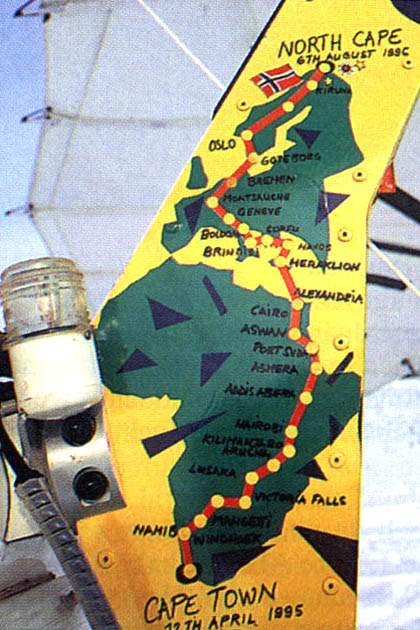 95 Cape to Cape Expedition Route - painted on Olivier's trike